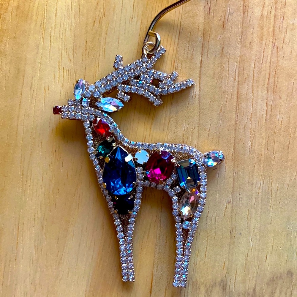 Gold tone Chico’s deer Christmas ornament